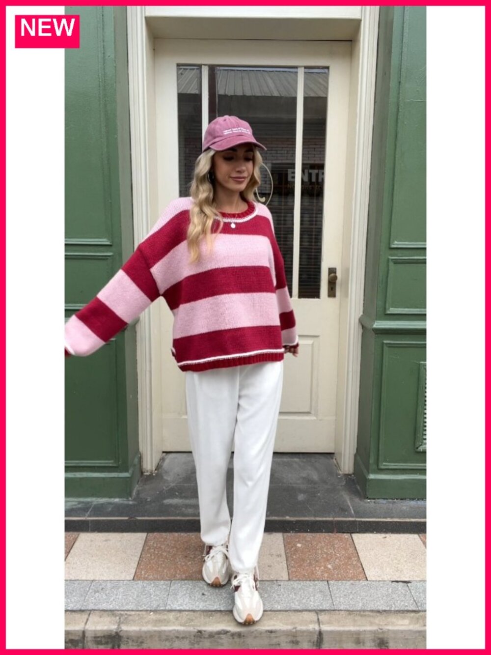 Oversized Knitted Striped Color Block Long Sleeve Crew Neck Pullover Sweater - Picture 6 of 6
